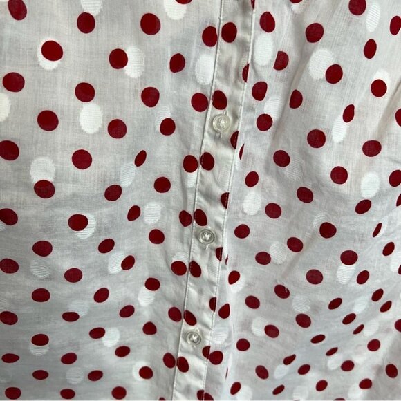 Karen Scott Womens Size Medium Red White Polka Dot Sleeveless Button Up Blouse - Picture 4 of 9